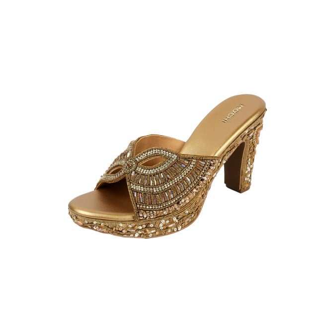 Mochi Women Antic-gold Ethnic Slip Ons (SKU: 35-2623-28-36)