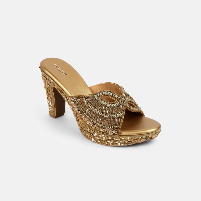 Mochi Women Antic-gold Ethnic Slip Ons (SKU: 35-2623-28-36)