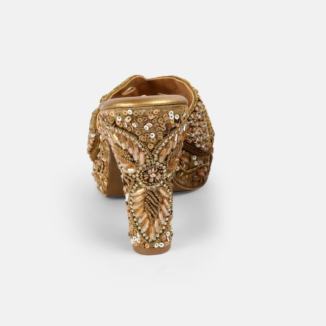 Mochi Women Antic-gold Ethnic Slip Ons (SKU: 35-2623-28-36)