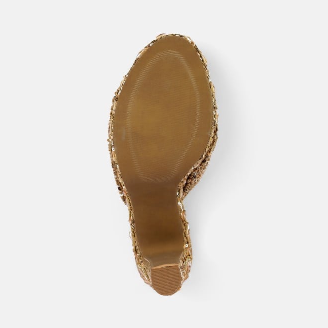 Mochi Women Antic-gold Ethnic Slip Ons (SKU: 35-2623-28-36)