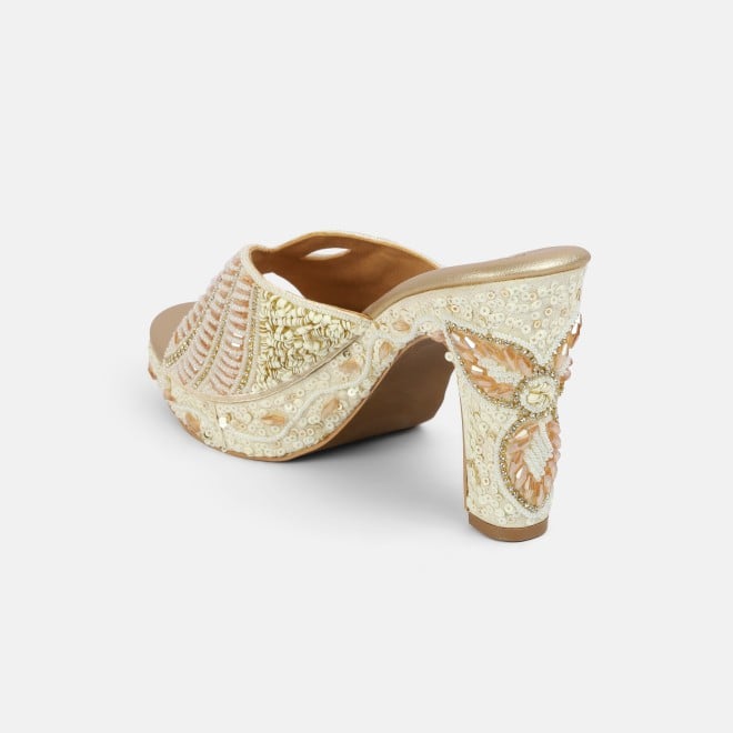 Mochi Women Gold Ethnic Slip Ons (SKU: 35-2623-15-36)