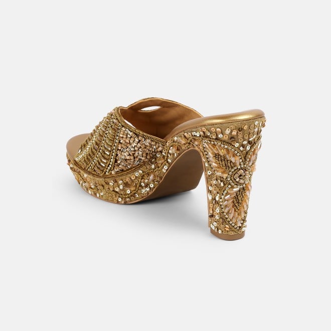 Mochi Women Antic-gold Ethnic Slip Ons (SKU: 35-2623-28-36)