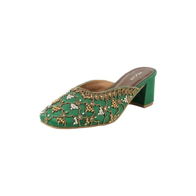 Mochi Women Green Wedding Slip Ons (SKU: 35-2624-21-37)