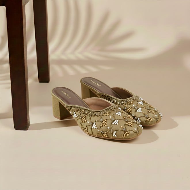 Mochi Women Antic-gold Wedding Slip Ons (SKU: 35-2624-28-36)