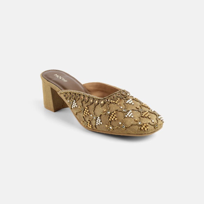 Mochi Women Antic-gold Wedding Slip Ons (SKU: 35-2624-28-36)