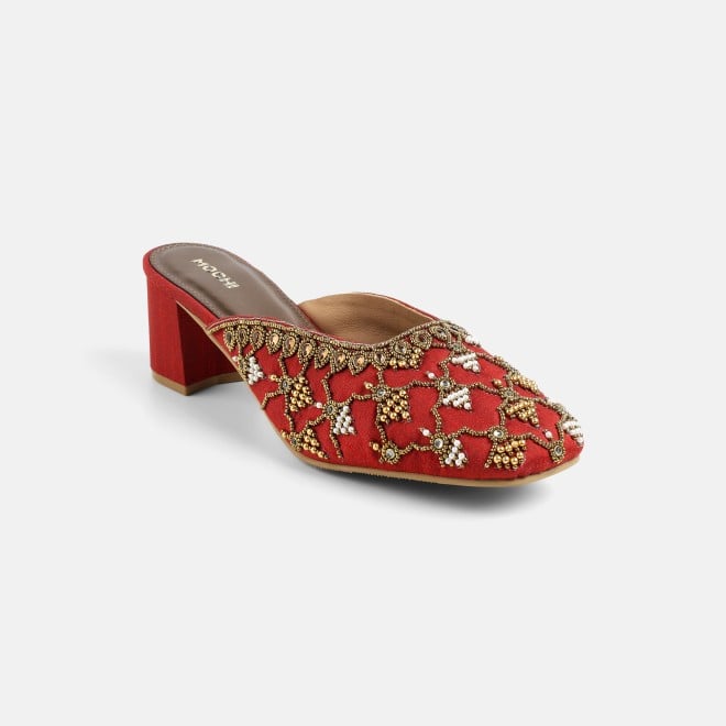 Mochi Women Maroon Wedding Slip Ons (SKU: 35-2624-44-36)