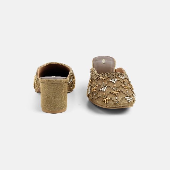 Mochi Women Antic-gold Wedding Slip Ons (SKU: 35-2624-28-36)