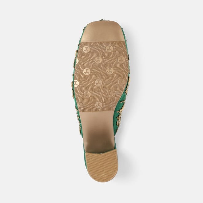 Mochi Women Green Wedding Slip Ons (SKU: 35-2624-21-37)