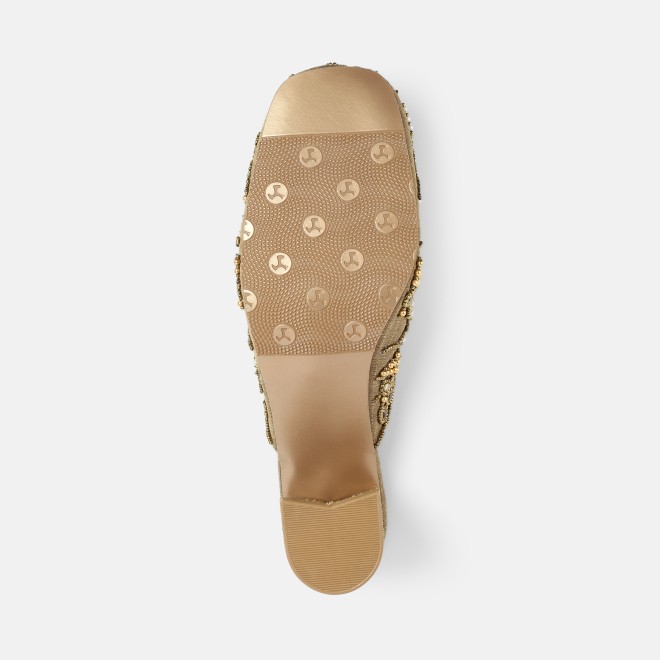 Mochi Women Antic-gold Wedding Slip Ons (SKU: 35-2624-28-36)