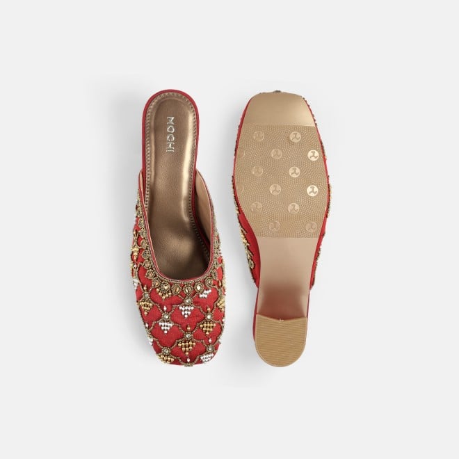 Mochi Women Maroon Wedding Slip Ons (SKU: 35-2624-44-36)