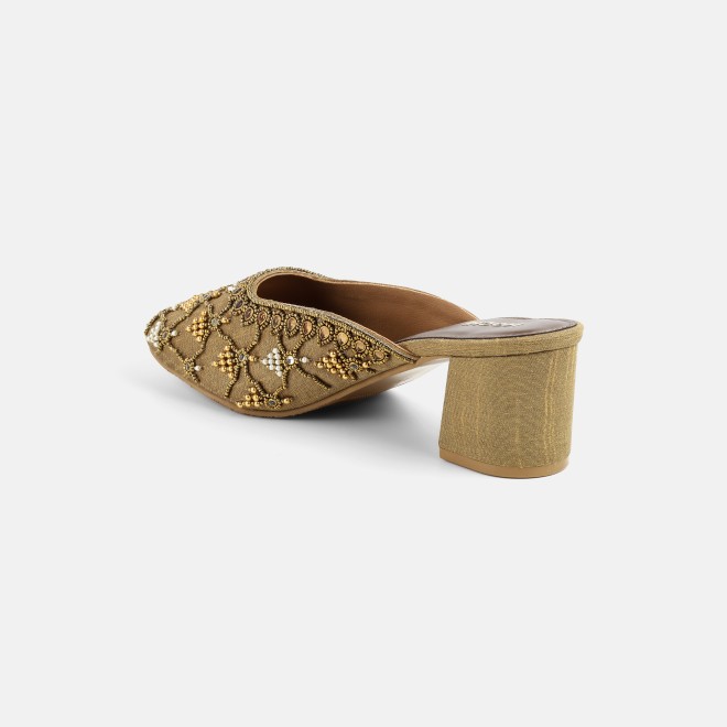 Mochi Women Antic-gold Wedding Slip Ons (SKU: 35-2624-28-36)