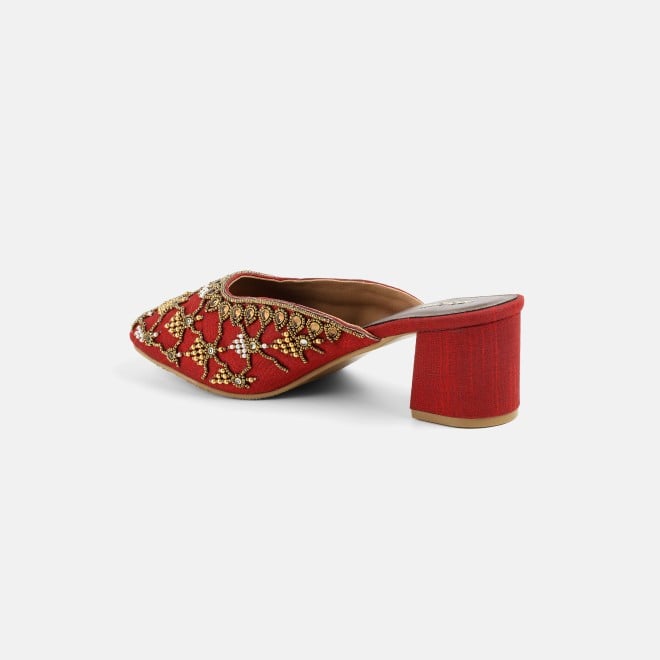Mochi Women Maroon Wedding Slip Ons (SKU: 35-2624-44-36)