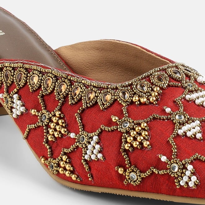 Mochi Women Maroon Wedding Slip Ons (SKU: 35-2624-44-36)