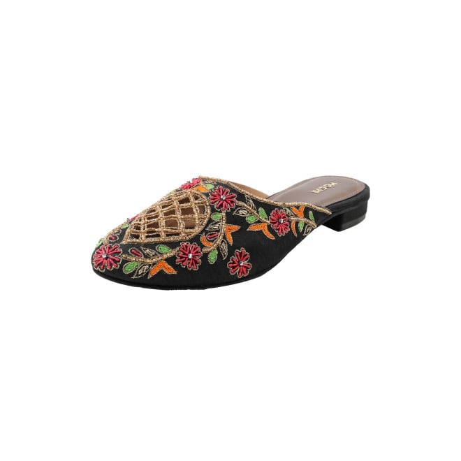Mochi Women Black Ethnic Slip Ons (SKU: 35-2625-11-36)