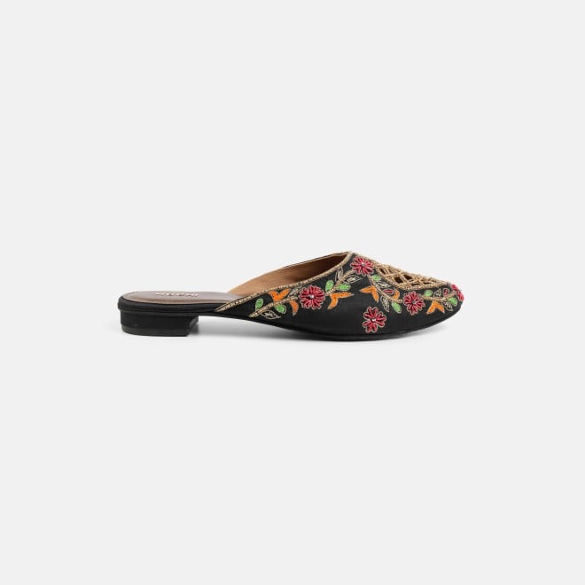 Mochi Women Black Ethnic Slip Ons (SKU: 35-2625-11-36)