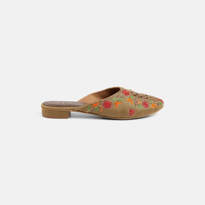 Mochi Women Antic-gold Ethnic Slip Ons (SKU: 35-2625-28-36)