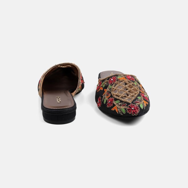 Mochi Women Black Ethnic Slip Ons (SKU: 35-2625-11-36)
