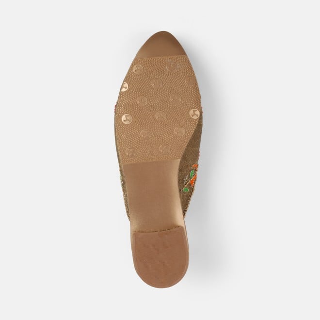 Mochi Women Antic-gold Ethnic Slip Ons (SKU: 35-2625-28-36)