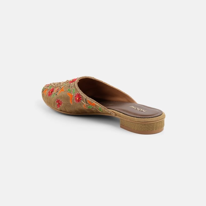 Mochi Women Antic-gold Ethnic Slip Ons (SKU: 35-2625-28-36)