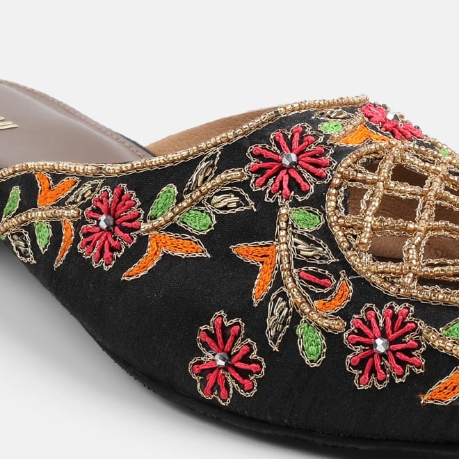 Mochi Women Black Ethnic Slip Ons (SKU: 35-2625-11-36)