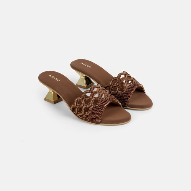 Mochi Women Bronze Wedding Slip Ons (SKU: 35-2630-46-36)