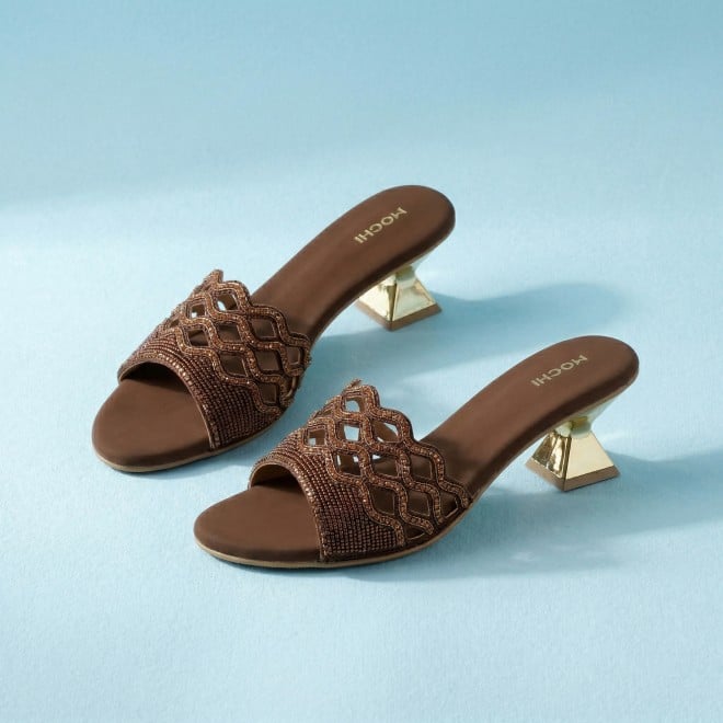 Mochi Women Bronze Wedding Slip Ons (SKU: 35-2630-46-36)