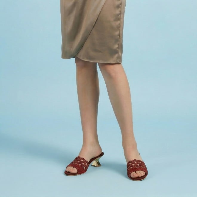 Mochi Women Maroon Wedding Slip Ons (SKU: 35-2630-44-37)