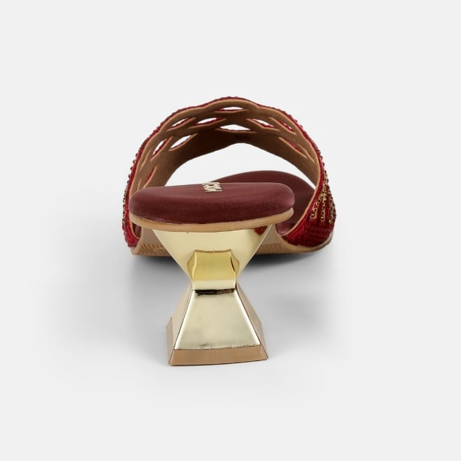 Mochi Women Maroon Wedding Slip Ons (SKU: 35-2630-44-37)