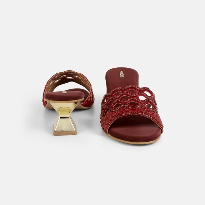 Mochi Women Maroon Wedding Slip Ons (SKU: 35-2630-44-37)
