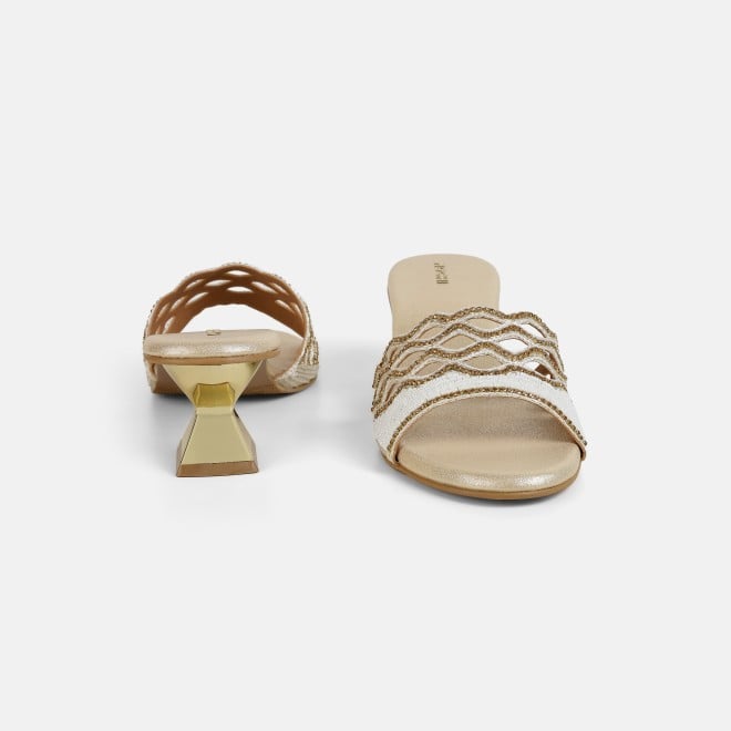 Mochi Women Beige-gold Wedding Slip Ons (SKU: 35-2630-51-36)