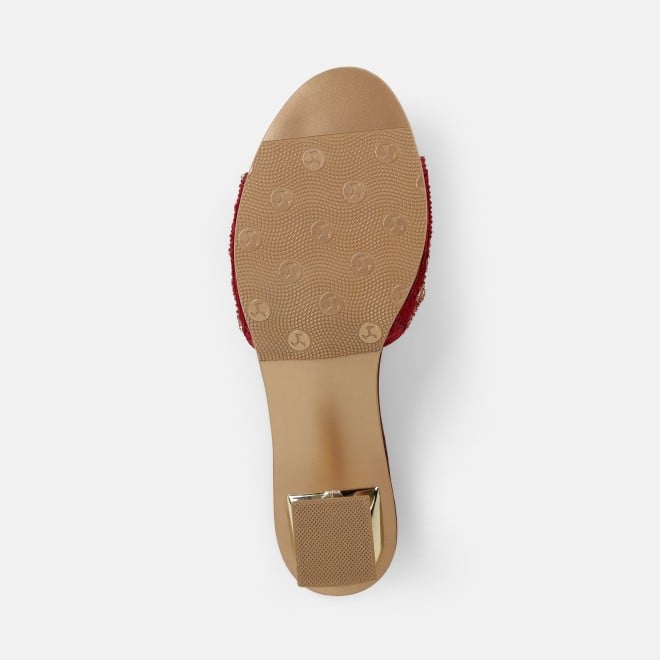 Mochi Women Maroon Wedding Slip Ons (SKU: 35-2630-44-37)