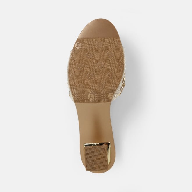 Mochi Women Beige-gold Wedding Slip Ons (SKU: 35-2630-51-36)