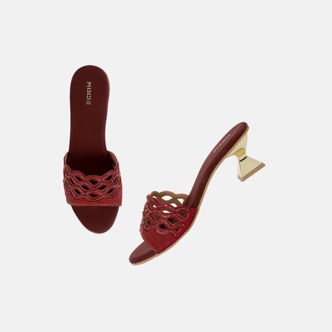 Mochi Women Maroon Wedding Slip Ons (SKU: 35-2630-44-37)