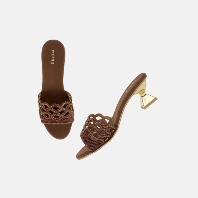 Mochi Women Bronze Wedding Slip Ons (SKU: 35-2630-46-36)