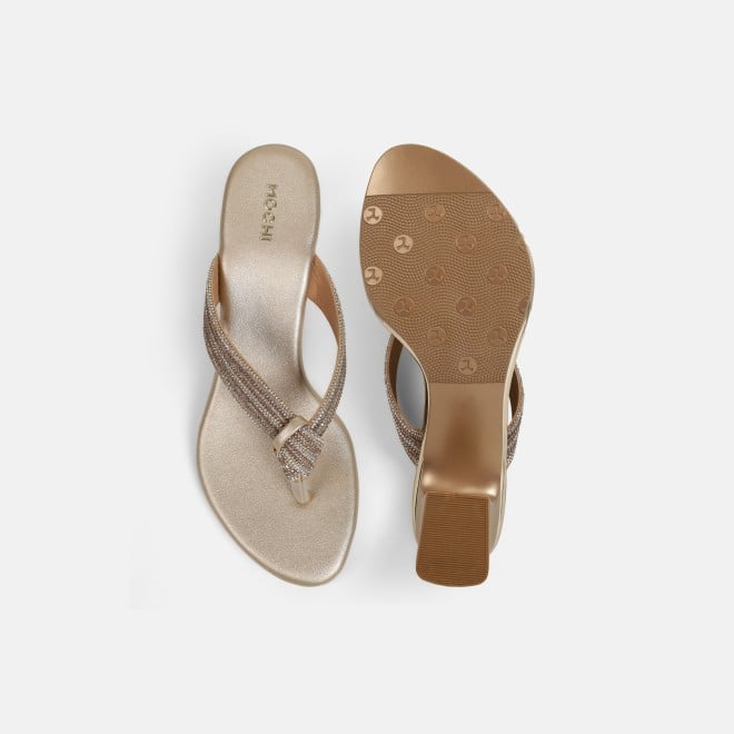 Mochi Women Gold Casual Slippers (SKU: 35-2635-15-36)