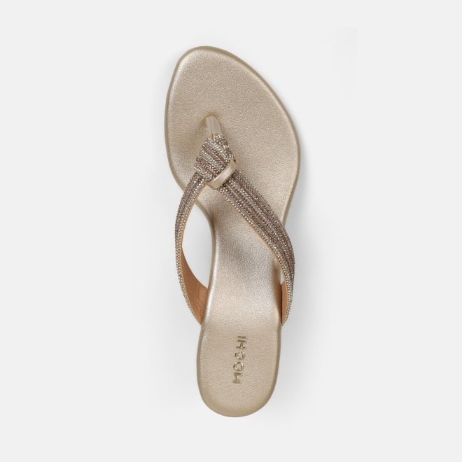 Mochi Women Gold Casual Slippers (SKU: 35-2635-15-36)
