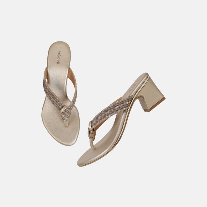 Mochi Women Gold Casual Slippers (SKU: 35-2635-15-36)