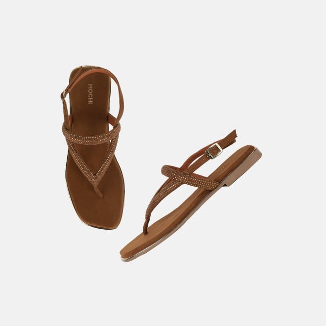 Mochi Women Tan Casual Sandals (SKU: 35-2638-23-37)