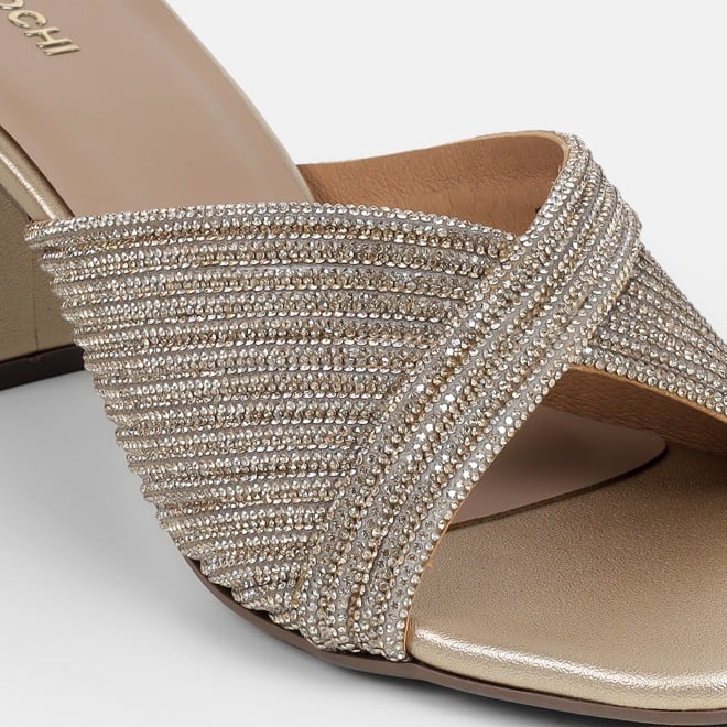 Mochi Women Gold Party Slip Ons (SKU: 35-2639-15-36)