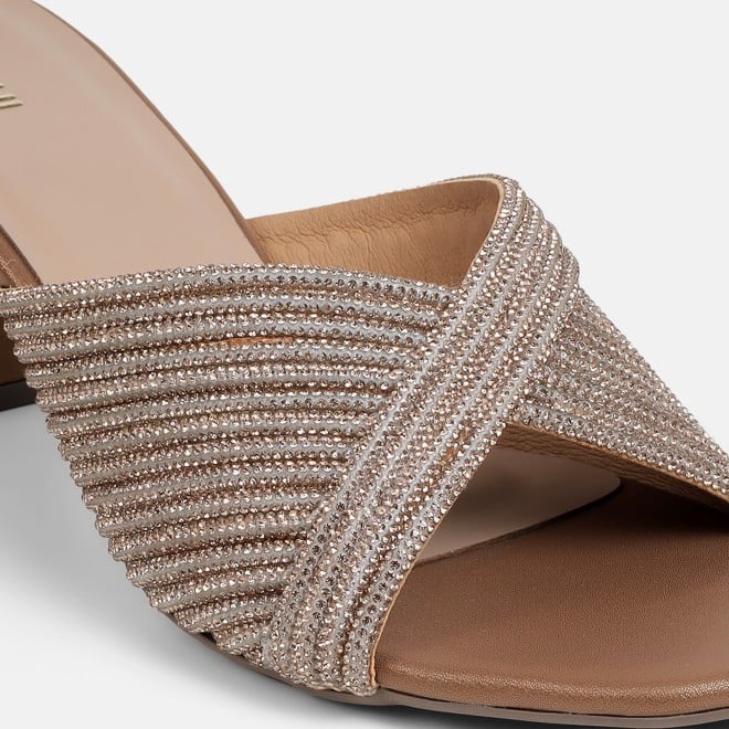 Mochi Women Antic-gold Party Slip Ons (SKU: 35-2639-28-36)