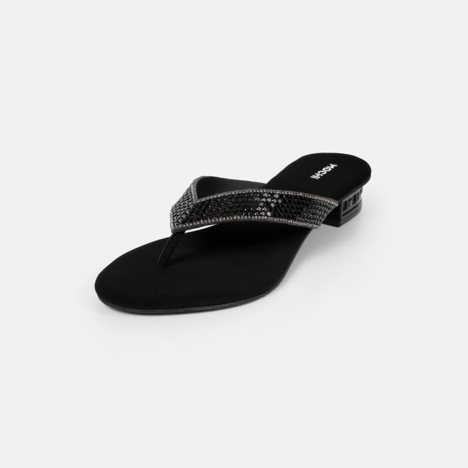 Mochi Women Black Ethnic Slippers (SKU: 35-2640-11-36)
