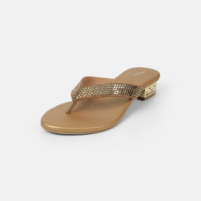 Mochi Women Antic-gold Ethnic Slippers (SKU: 35-2640-28-36)