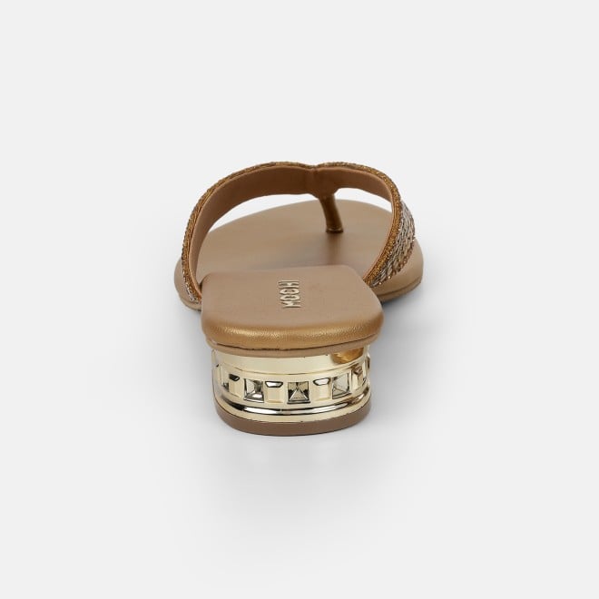 Mochi Women Antic-gold Ethnic Slippers (SKU: 35-2640-28-36)