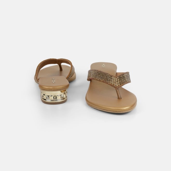 Mochi Women Antic-gold Ethnic Slippers (SKU: 35-2640-28-36)