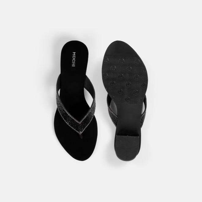 Mochi Women Black Ethnic Slippers (SKU: 35-2640-11-36)