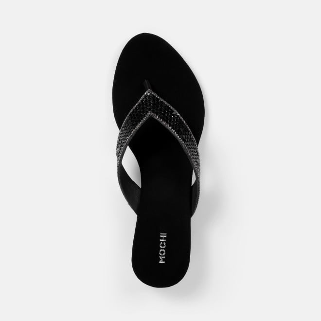 Mochi Women Black Ethnic Slippers (SKU: 35-2640-11-36)