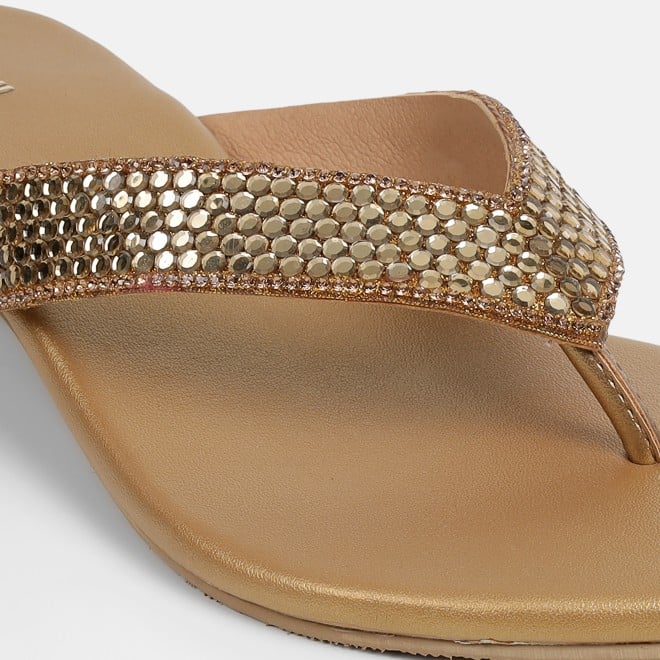 Mochi Women Antic-gold Ethnic Slippers (SKU: 35-2640-28-36)