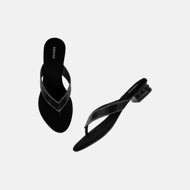 Mochi Women Black Ethnic Slippers (SKU: 35-2640-11-36)