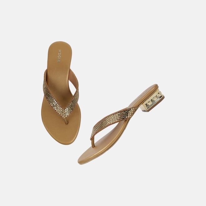 Mochi Women Antic-gold Ethnic Slippers (SKU: 35-2640-28-36)