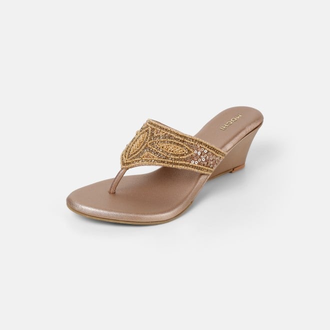 Mochi Women Rose-gold Ethnic Slip Ons (SKU: 35-2661-52-36)